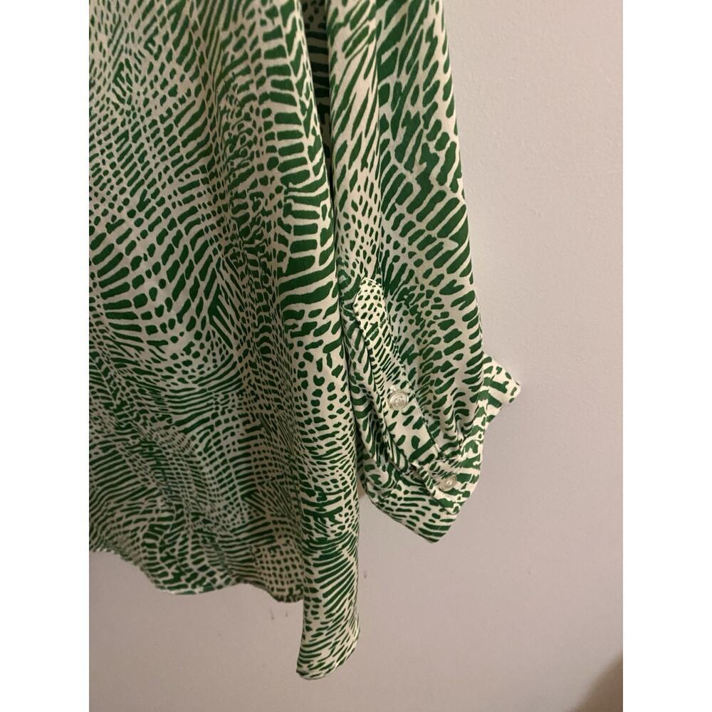 Topshop Green Printed Blouse Size 8 - Picture 4 of 6